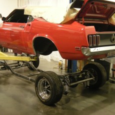 69 Mustang setting body on chassis rear